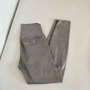 AllFENIX Leggings Size Medium Liquid Silver Tone 7/8 Length Stretchy